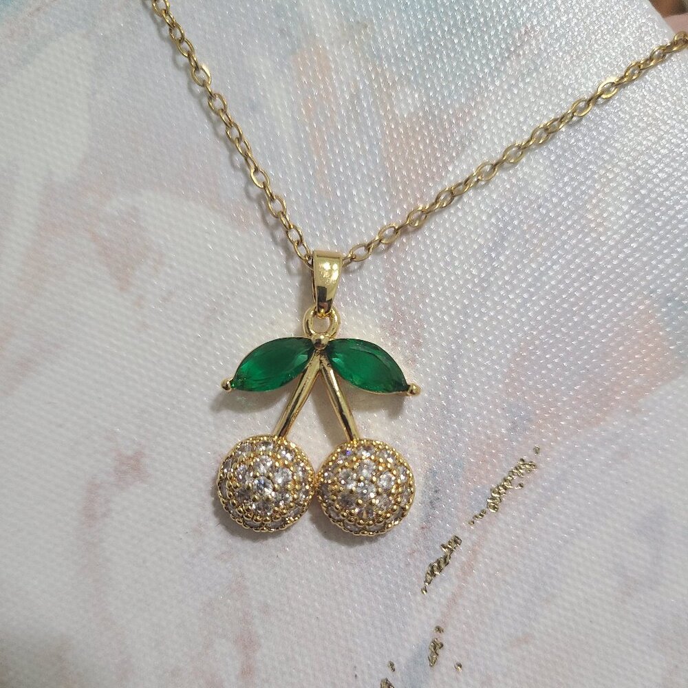 White cherry necklace and earrings